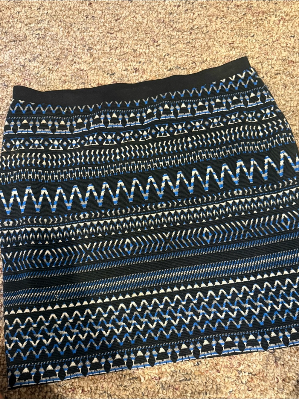 Karen Kane Black and Blue Geometric Knit Pencil Skirt